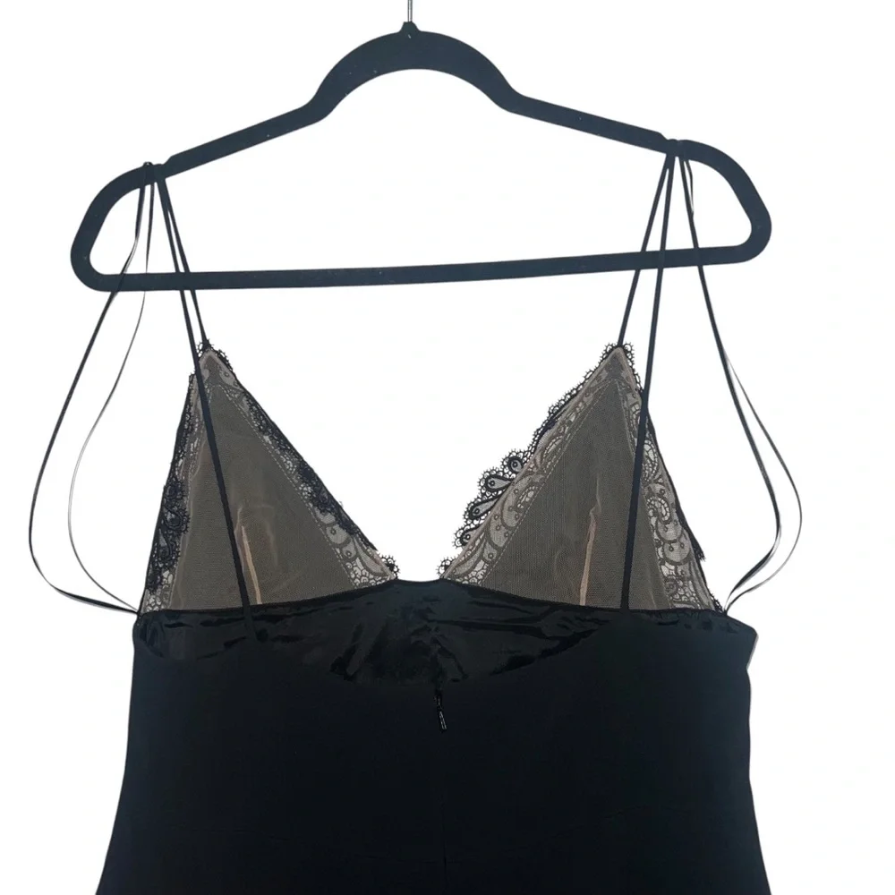 NEW NWT David Koma Lace Trim Cami Top Detail Gown Cady & Lace In Black